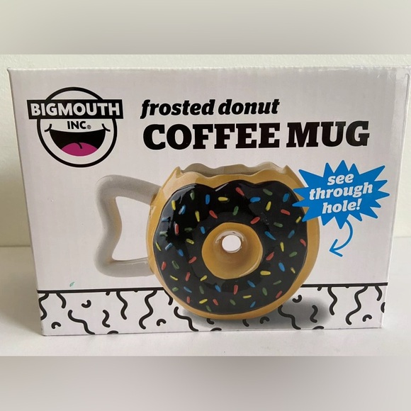 Frosted Donut Coffee Mug 16 oz From Big Mouth Frosted Ceramic Java Gift Mug NEW - Picture 1 of 6